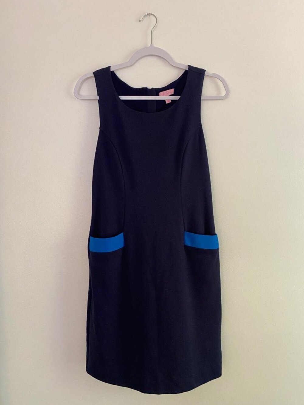 Lilly Pulitzer Navy Blue Allaine Shift Dress With Blue Accents Size S